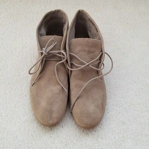 Taupe Suede flat booties